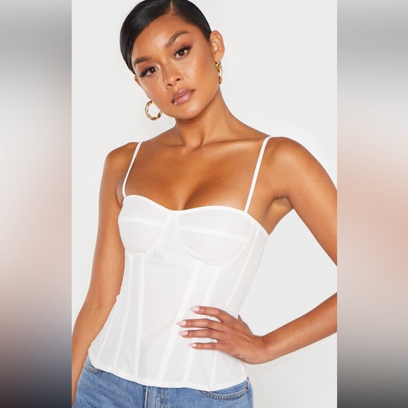PrettyLittleThing White Structured Corset Top 🤍 Chic Bustier Style | Size 4 - Picture 5 of 11